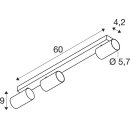 SLV 1011887 ENOLA 2.0 M CL TRIPPLE QPAR51 LONG Deckenaufbauleuchte 3 x 10 W Schwarz