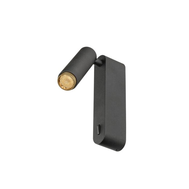 SLV 1012179 GRIP! S WL EIN/AUS-SCHALTER Wandaufbauleuchte 2700 K 4,6 W 29° Schwarz / Goldfarben