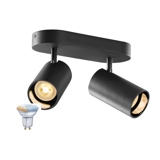 SLV 1012506 ASTO TUBE SMART SET CW DOUBLE GU10 PAR16 ZIGBEE TW Wand- und Deckenaufbauleuchte Schwarz