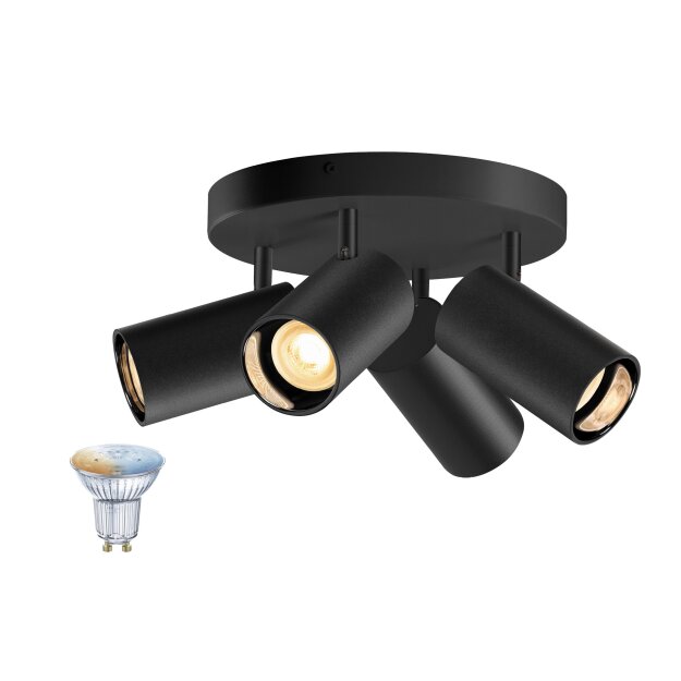 SLV 1012510 ASTO TUBE SMART SET CW VIERFACH GU10 PAR16 ZIGBEE TW Wand- und Deckenaufbauleuchte Schwarz