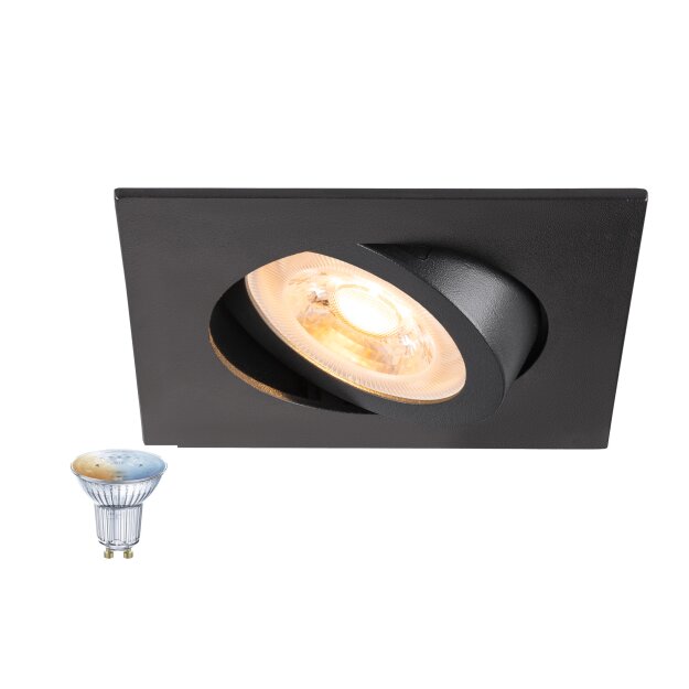 SLV 1012484 NEW TRIA® 68 SMART SET DL ECKIG GU10 PAR16 ZIGBEE TW Deckeneinbauleuchte Schwarz