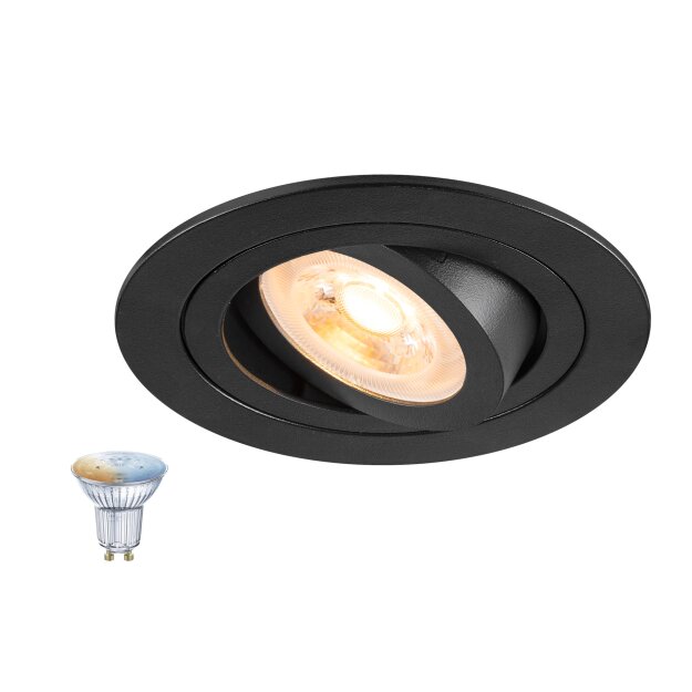 SLV 1012487 NEW TRIA® 75 SMART SET DL RUND GU10 PAR16 ZIGBEE TW Deckeneinbauleuchte Schwarz