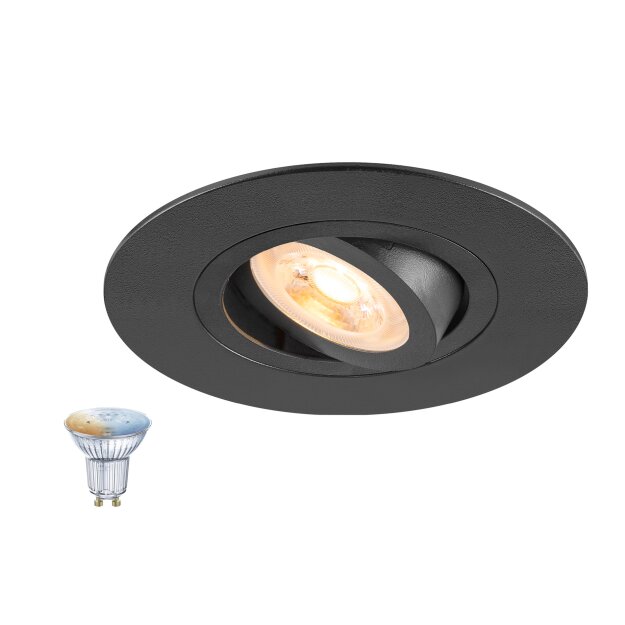 SLV 1012493 NEW TRIA® 75 XL SMART SET DL RUND GU10 PAR16 ZIGBEE TW Deckeneinbauleuchte Schwarz