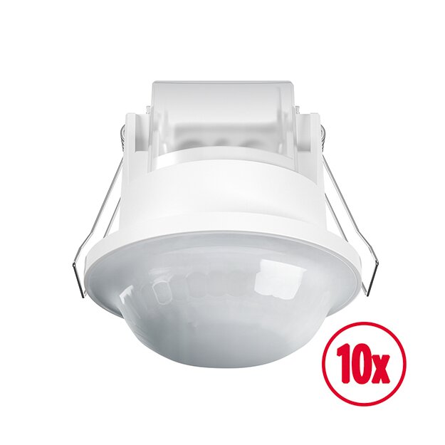 ESYLUX 10x BASIC EXPRESS MD 360° 24 IR 1C FM IP23 WH Deckeneinbau-Bewegungsmelder Reichweite ca. Ø 24 m Nulldurchgangsschaltung fernbedienbar EB10432200