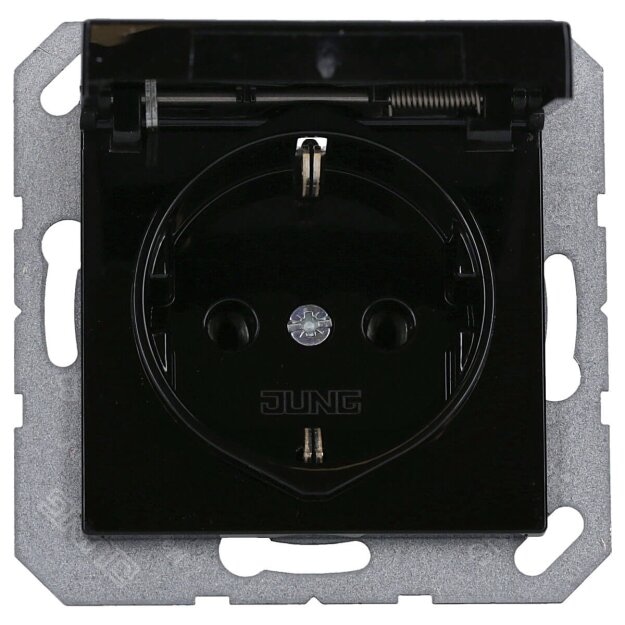 Exklusives Angebot: Jung A1520BFKLSW SCHUKO® Steckdose mit Klappdeckel (Thermoplast bruchsicher) Schwarz Serie A - nur für kurze Zeit!