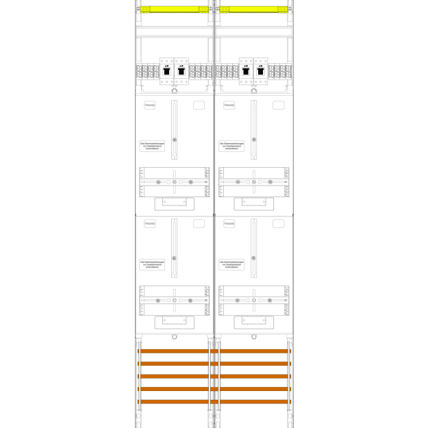 F-Tronic 7143434 Zählerfeld Z249-HSS 2-feldrig H=1350mm 4-3.HZ 4 HSS Z249-HSS