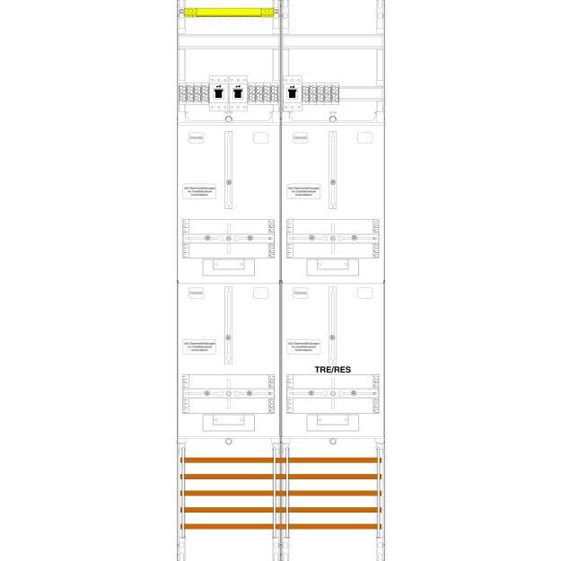 F-Tronic 7143433 Zählerfeld Z239T-HSS,2-feldrig H=1350mm 3-3.HZ 3 HSS 1 TRE Z239T-HSS
