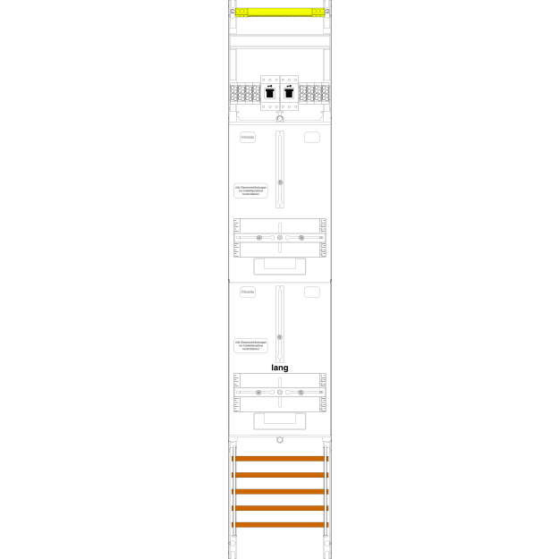 F-Tronic 7143430 Zählerfeld Z129-10-10L-HSS 1-feldrig H=1350mm 2-3.HZ kurze und lange Kabel 2 HSS Z129-10-10L-HSS