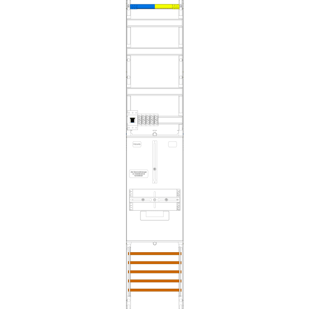 F-Tronic 7143388 Zählerfeld VZ119-16L-HSP 1-feldrig H=1350mm 1-3.HZ 16mm² lange Kabel,1HSP,Vert 2r VZ119-16L-HSP