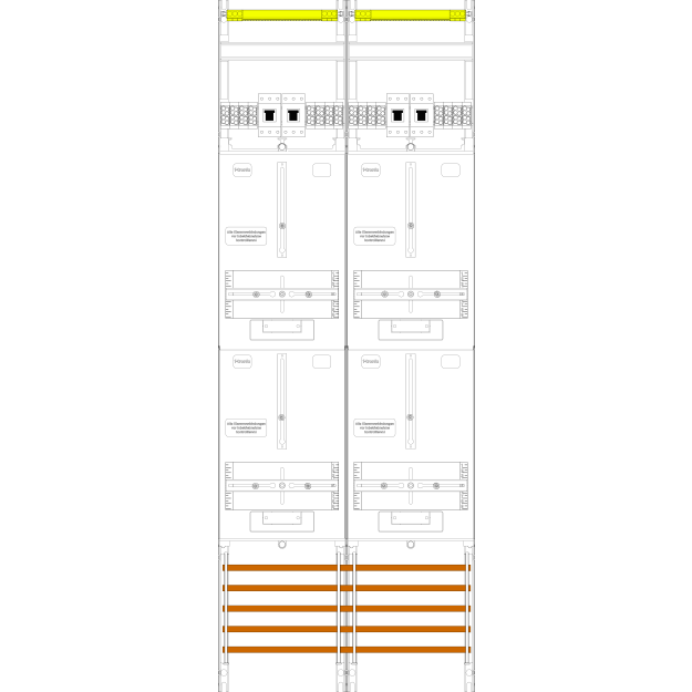 F-Tronic 7143384 Zählerfeld Z249-HSP 2-feldrig H=1350mm 4-3.HZ 4 HSP Z249-HSP