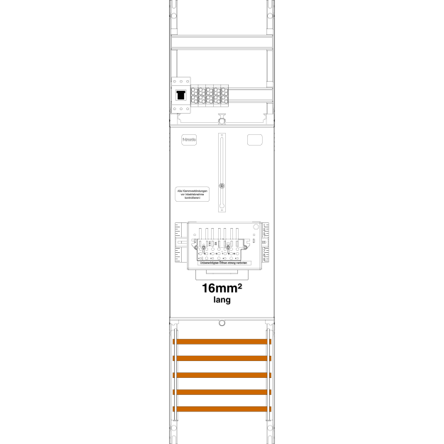 F-Tronic 7141519 Zählerfeld Z117-16L-ZSK-HSP 1-feldrig H=1050mm 1-3.HZ 16mm² lange Kabel,1 ZSK,1 HSP Z117-16L-ZSK-HSP