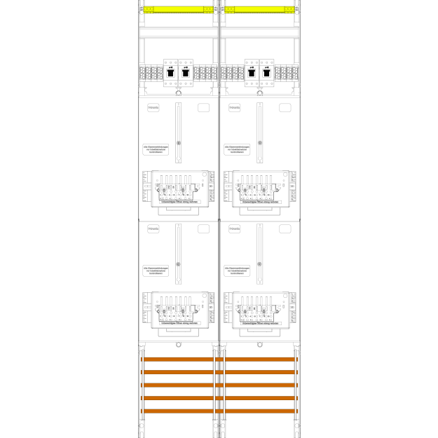 F-Tronic 7143584 Zählerfeld Z249-ZSK-HSS 2-feldrig H=1350mm 4-3.HZ 4 ZSK-Set 4 HSS Z249-ZSK-HSS
