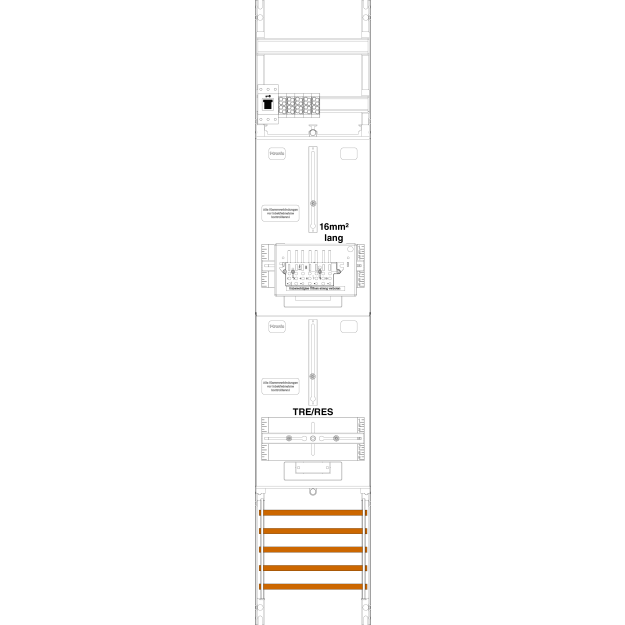 F-Tronic 7143590 Zählerfeld Z119T-16L-ZSK-HSS 1-feldrig H=1350mm 1-3.HZ 16mm² l. Ka.,1 ZSK,1 HSS,1 TRE Z119T-16L-ZSK-HSS