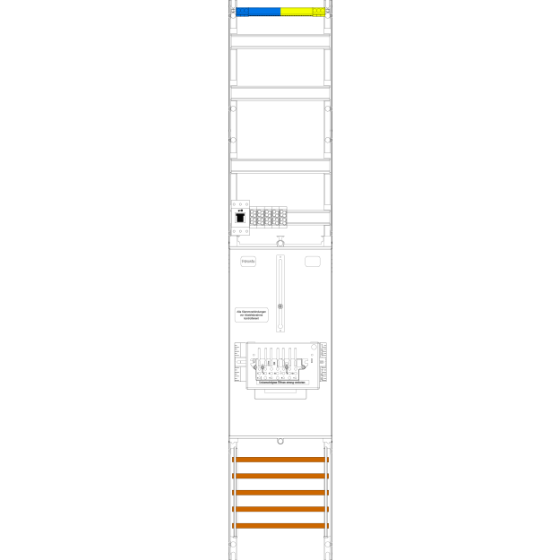 F-Tronic 7143588 Zählerfeld VZ119-16L-ZSK-HSS 1-feldrig H=1350mm 1-3.HZ 16mm² l. Ka.,1ZSK,1HSS,Vert.2r VZ119-16L-ZSK-HSS