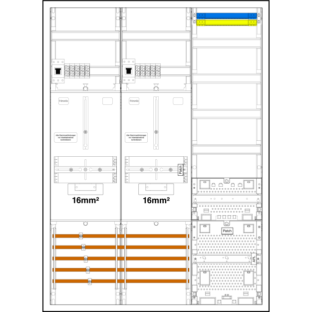 F-Tronic 7190644 Komplettschrank Z732ARHP-16 2 ZP 3HZ 16² VAPZRFZ HSP BPWAN Z732ARHP-16