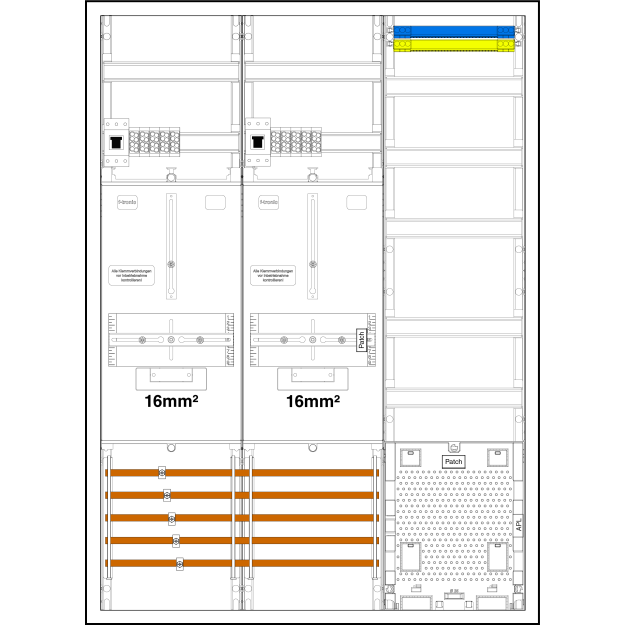 F-Tronic 7190642 Komplettschrank Z732AHP-16 2 ZP 3HZ 16² VAPZ HSP BPWAN Z732AHP-16