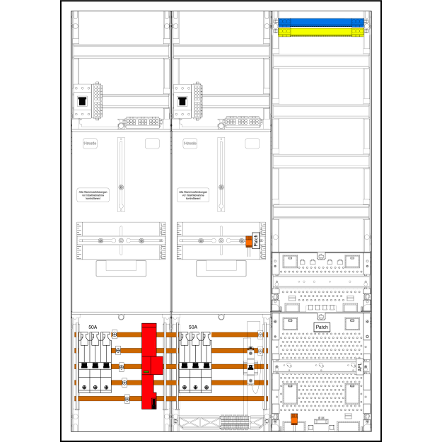 F-Tronic 7190580 Komplettschrank Z732AR50B6ÜSHP 2 ZP 3HZ VAPZRFZ SH 50A HSP ÜSS SPVGB6 BPWAN Z732AR50B6ÜSHP