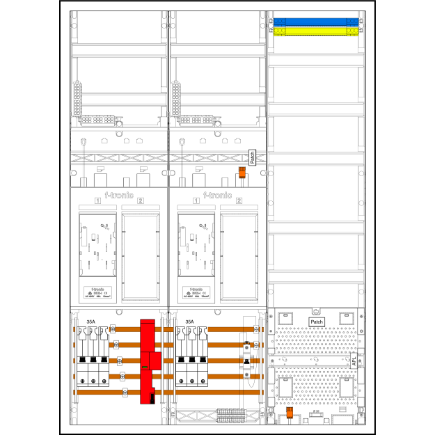 F-Tronic 7195515 Komplettschrank E732A35B6ÜS 2 ZP eHZ DS 2 R VAPZ SH35A ÜSS SPVGB6 BPWAN E732A35B6ÜS