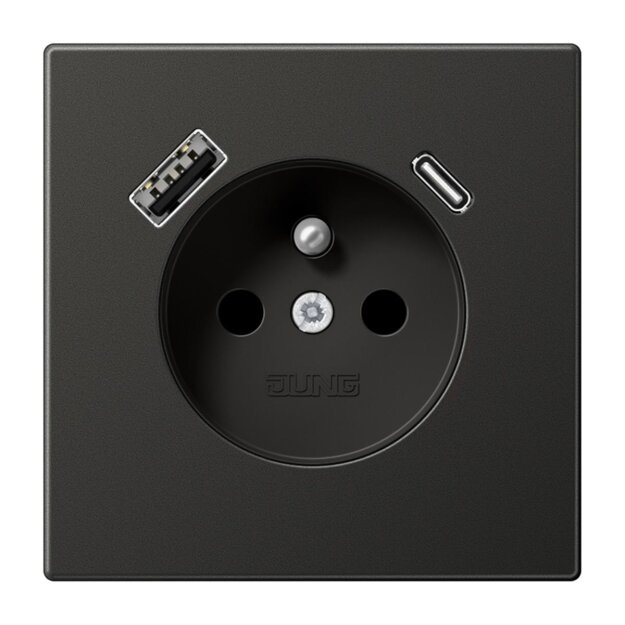 Exklusives Angebot: Jung AL1520F-15CAAN Steckdose französisch/belgisches System mit USB-Ladegerät Safety+ Typ AC Aluminium lackiert Anthrazit - nur für kurze Zeit!