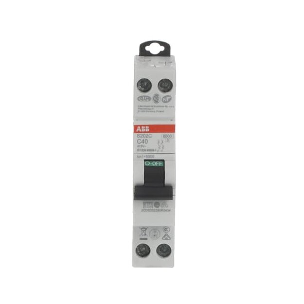 ABB S202C-C40 Sicherungsautomat C-Charakteristik 6kA 40A 2P 1M 2CDS252280R0404