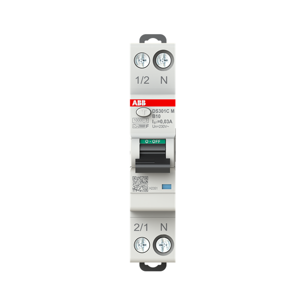 ABB DS301C M B10 F30 FI/LS-Schalter 10 kA 1P+N 30 mA Typ F 10 A B Charakteristik, 2CSR275563R1105