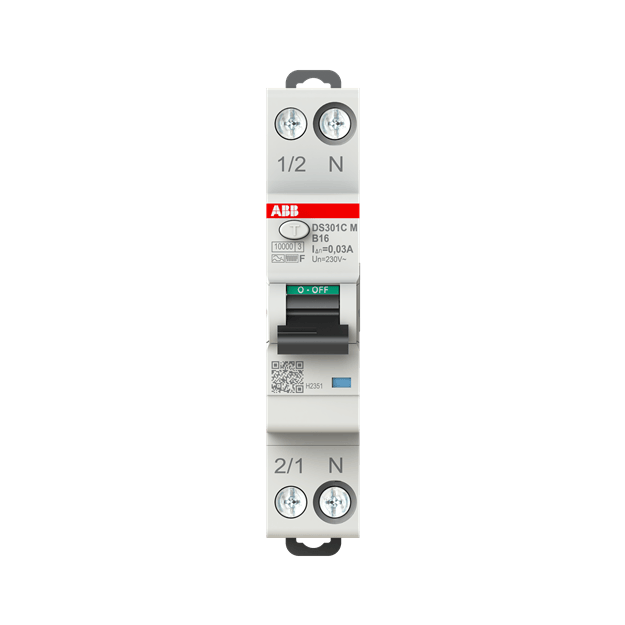 ABB DS301C M B16 F30 FI/LS-Schalter 10 kA 1P+N 30 mA Typ F 16 A B Charakteristik, 2CSR275563R1165