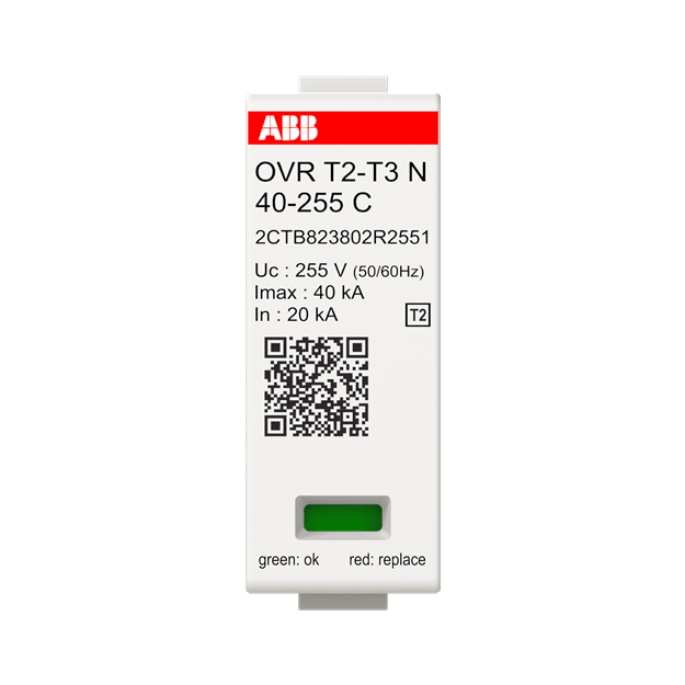ABB OVR T2-T3 N 40-255 C Überspannungsschutz Ersatzmodul für Typ 2+3 40kA 255V Summenfuneknstrecke 2CTB823802R2551