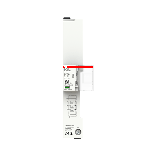 ABB OVR ZP 3L 7.5-255 Kombiableiter Typ 1+2+3 3p 7.5kA/Pol für 230/400V 2TE TNC Netze 2CTB815799R6200