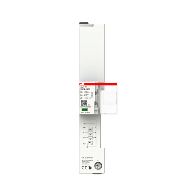 ABB OVR ZP 3N 12.5-255 Kombiableiter Typ 1+2+3 4p 12.5kA/Pol für 230/400V 2TE TNC/TNS/TT Netze 2CTB815799R6300