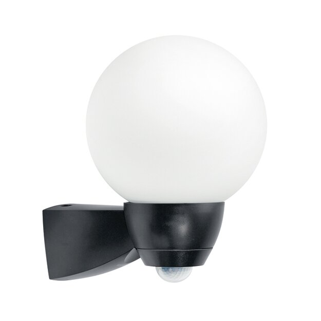 ESYLUX EL10026126 Automatikleuchte mit Opalglas und 130° Bewegungsmelder schwarz AL GARDA WL OP MD BK