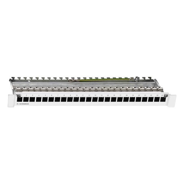 Rutenbeck Cat.6A iso-Patchpanel mit 24 Universalmodulen UM-Cat.6A iso 10G geschirmt 19/1 HE Direktmontage Lichtgrau PP-UM-Cat.6A iso 10G-24/24/1