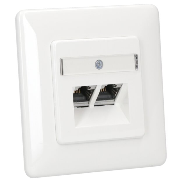 Rutenbeck Cat.6A iso-Anschlussdose geschirmt 2-fach Unterputz Reinweiß UAE-Cat.6A iso-8/8 Up rw