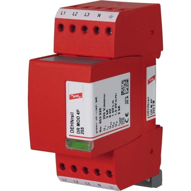 Dehn 953405 Überspannungsableiter Typ 3 DEHNrail M 4-polig 255V für Industrieelektronik DR M 4P 255 FM