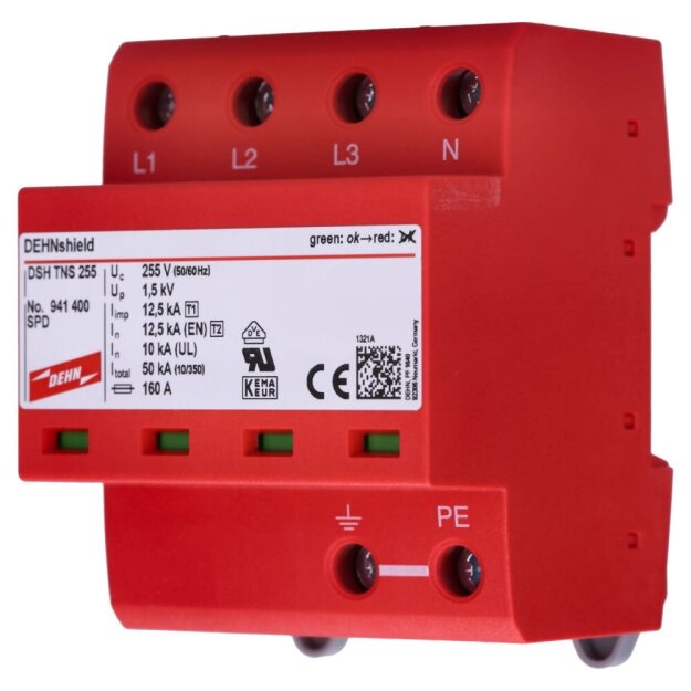 Dehn 941400 Anwendungsopt. Kombi-Ableiter DEHNshield Typ 1+2 für dreiphasige TN-S-Systeme DSH TNS 255