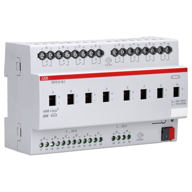 ABB SD/S 8.16.1 Schalt-/Dimmaktor, 8fach, 16 A, REG 16 A, REG 2CDG110081R0011