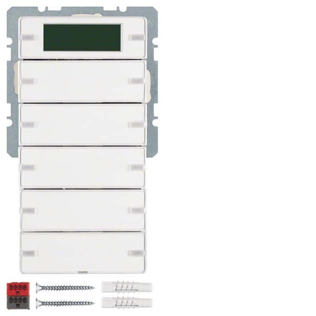 Berker 75665729 Tastsensor 5-fach mit Beschriftungsfeldern RTR Display Q.1/Q.3 Polarweiß samt