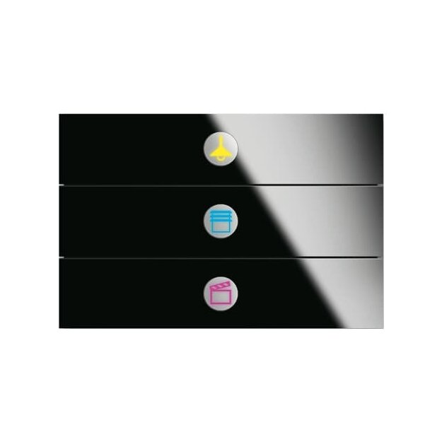 Busch-Jaeger 6342-825-101 Bedienelement 3-fach Busch-priOn® (Glas) Glas Schwarz 2CKA006310A0120