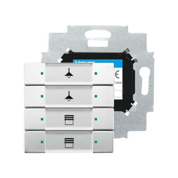 Busch-Jaeger 6127/01-866 Bedienelement, 4-fach mit beiliegendem Busankoppler (Kunststoff (lackiert)) Edelstahl 2CKA006117A0204