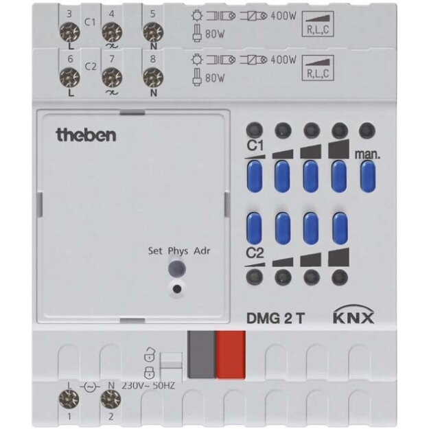 Theben 4930270 Universaldimmer 2KanalGrundmodul DMG 2 T KNX