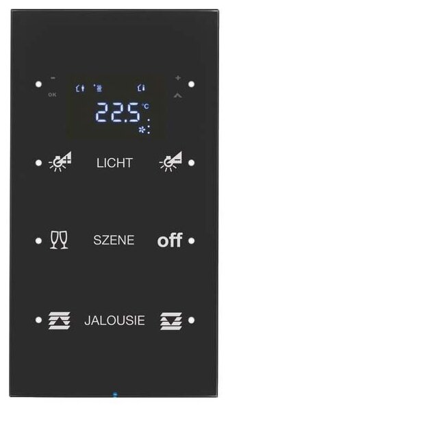 Berker 75643155 Touchsensor 3-fach mit Temperaturregler R.3 Glas konfiguriert Schwarz