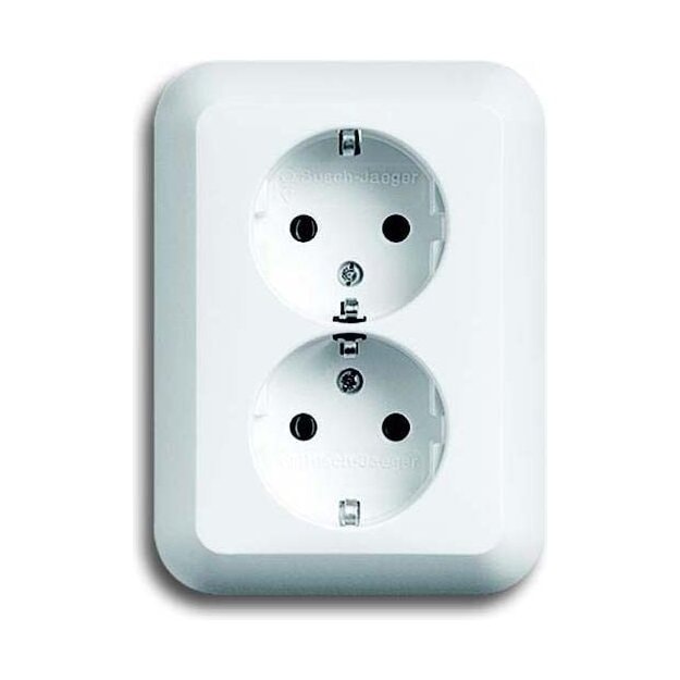 Busch-Jaeger 20-02 EUJ-24G SCHUKO® Doppelsteckdose (Thermoplast) Studioweiß Hochglanz 2CKA002014A1247