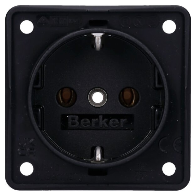 Berker 9418505 Steckdose SCHUKO mit Schraubklemmen Integro Modul-Einsätze Schwarz matt
