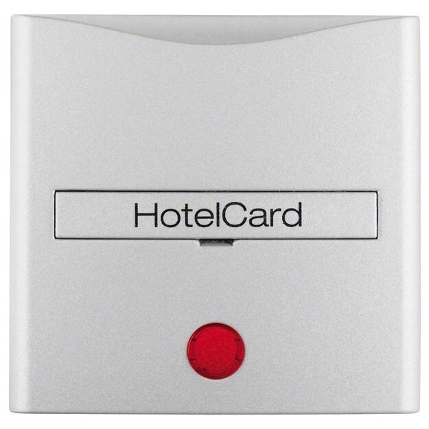 Berker 16401404 Hotelcard-Schaltaufsatz mit Aufdruck und Roter Linse S.1/B.3/B.7 Alu matt