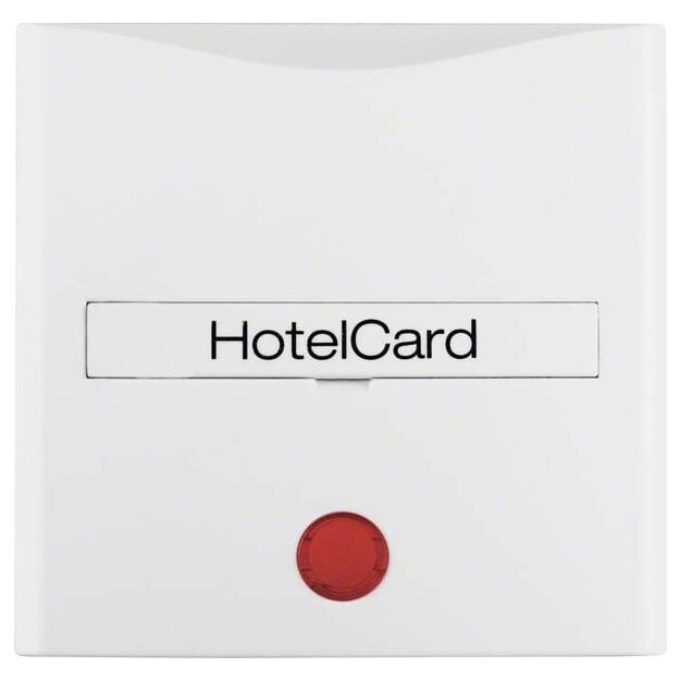 Berker 16401909 Hotelcard-Schaltaufsatz mit Aufdruck und Roter Linse S.1/B.3/B.7 Polarweiß matt