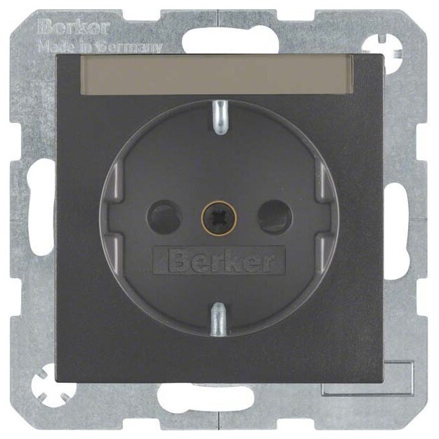 Berker 47491606 Steckdose SCHUKO mit Beschriftungsfeld und erhöhter Berührungsschutz S.1/B.3/B.7 Anthrazit matt