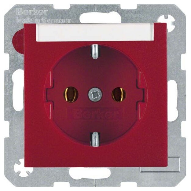 Berker 47501902 Steckdose SCHUKO mit Beschriftungsfeld S.1/B.3/B.7 Rot matt