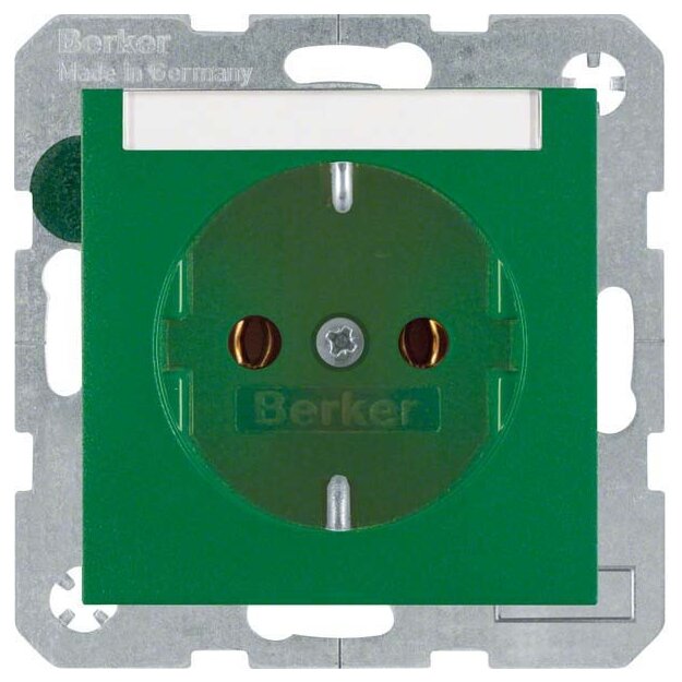 Berker 47501903 Steckdose SCHUKO mit Beschriftungsfeld S.1/B.3/B.7 Grün matt