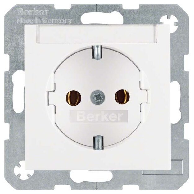 Berker 47501909 Steckdose SCHUKO mit Beschriftungsfeld S.1/B.3/B.7 Polarweiß matt