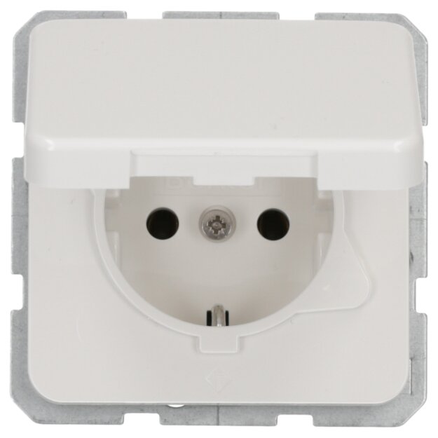 Berker 471509 Steckdose SCHUKO mit Klappdeckel wg Unterputz IP44 Polarweiß glänzend