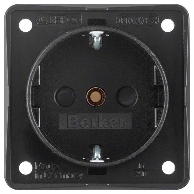 Berker 9419505 Steckdose SCHUKO erhöhter Berührungsschutz mit Schraubklemmen Integro Modul-Einsätze Schwarz matt